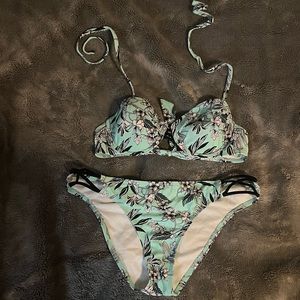 Mint green floral bathing suit